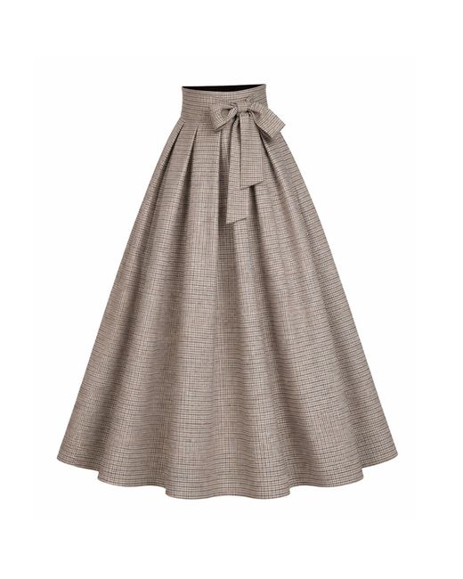 Nikka Place Gray Wool Maxi Skirt With High Waist And Bow