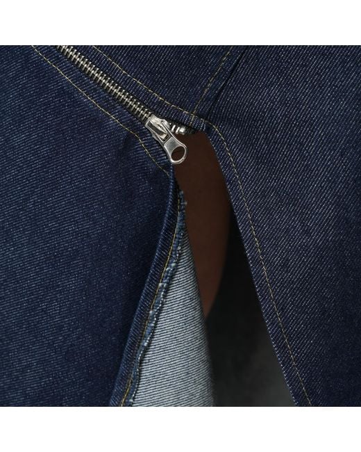Metamorph Blue Asymmetric Dark Denim Skirt With Zippers