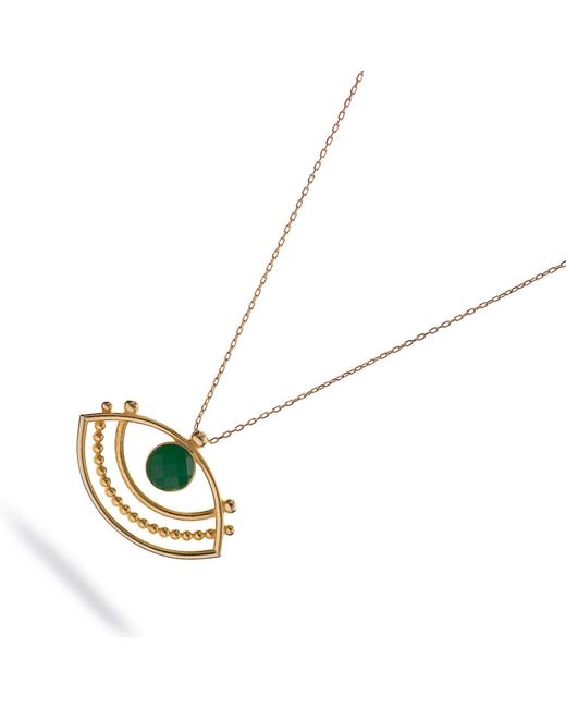 Ebru Jewelry Metallic Eternal Vision Emerald Eye Necklace