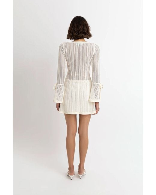 Amy Lynn White Neutrals Lucia Cream Crochet Embellished Dress