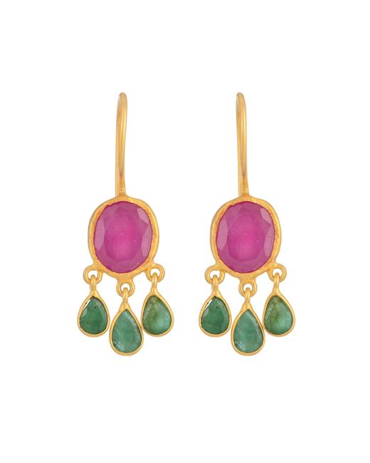 Opium Jewels Pink Rubellite Ovals With Emerald Drops