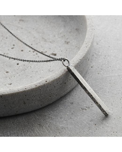 Posh Totty Designs Metallic Textured Oxidised Sterling Bar Necklace for men