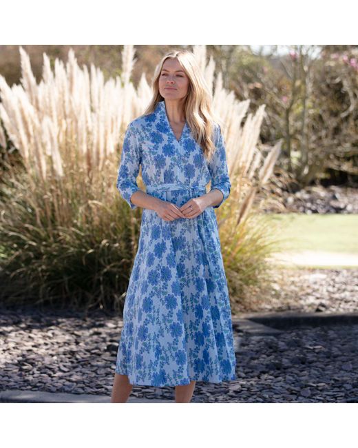At Last Blue Cotton Chelsea Midi Dress