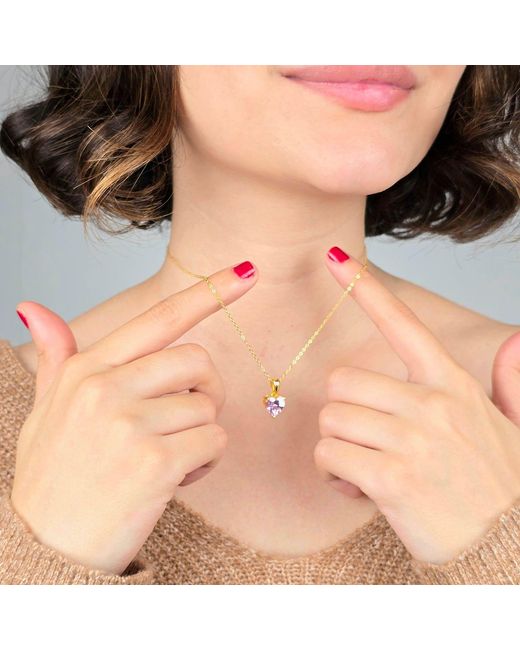 Harfi Pink Rose Quartz October Birthstone Love Heart Necklace