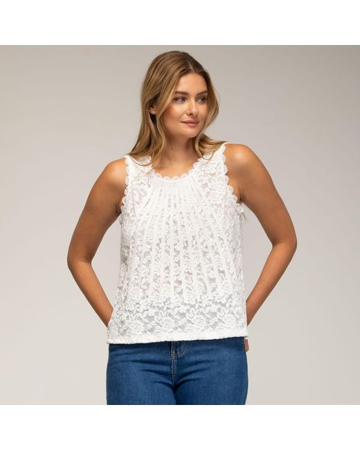 Tantra Spain Sl White Sleeveless Lace Top