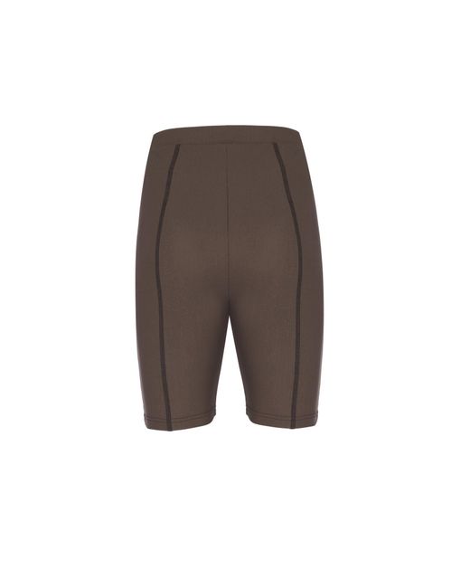 No'design Green Khaki Biker Shorts With Flatlock Detail