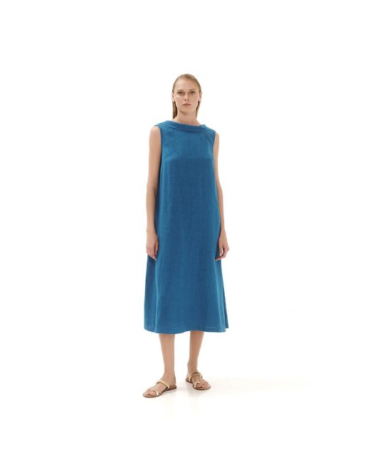 Haris Cotton Black Midi Back Tie Linen Dress