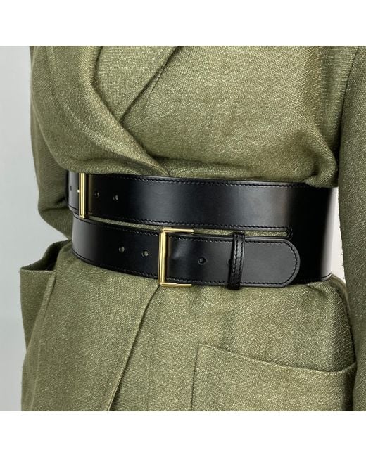 Haute Cuir Black Meera Wide Leather Belt