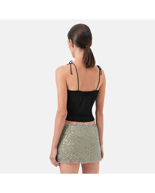 OW Collection Black Astra Mesh Mini Top