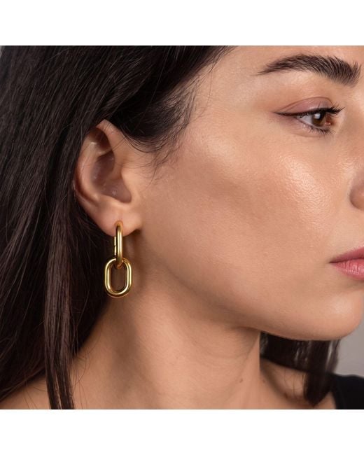 Harfi Metallic 18Ct Plated Convertible Paperclip Drop Earrings