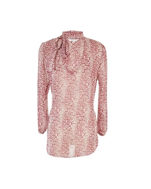 Jennafer Grace Red Brick Leopard Tie Blouse