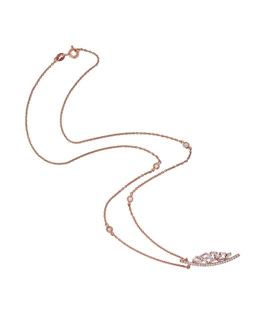 Artisan White Rose Diamond Baguette Curve Pendant Necklace