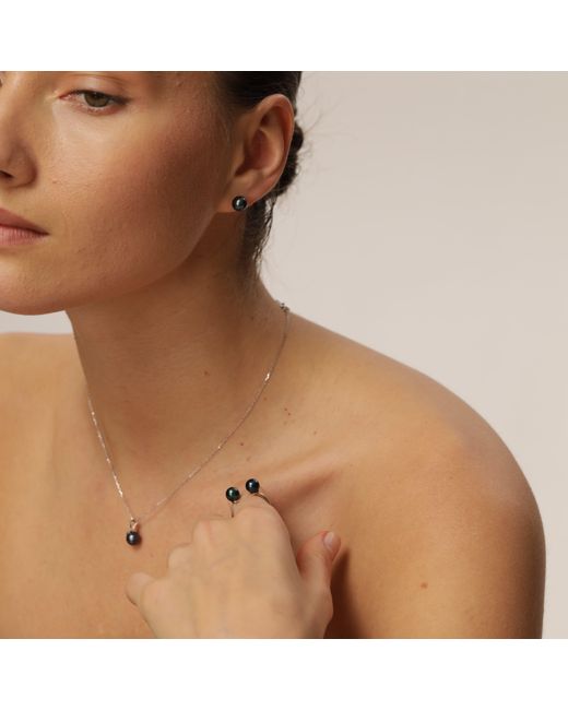 Pearl Code Black Pearl Stud Earrings