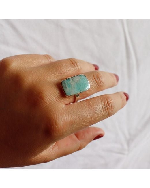 FV Jewellery Blue La Stèle Amazonite Rectangle Ring