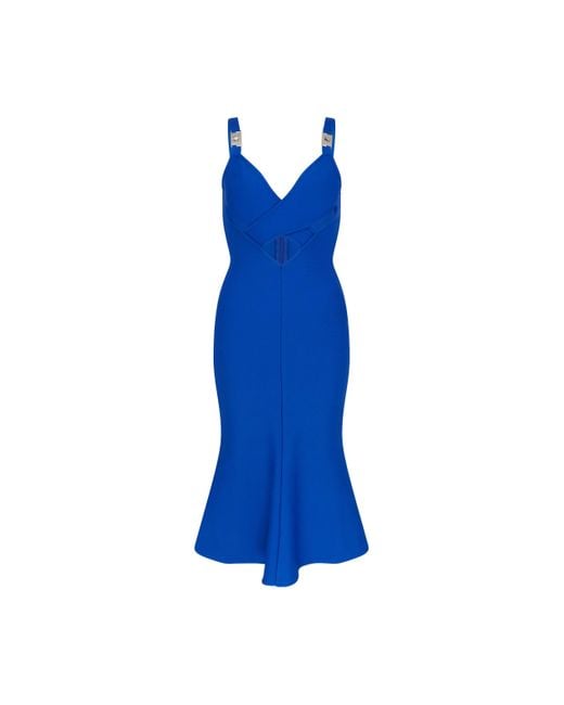 Sour Figs Blue Stretch Jersey Cut-Out Bandage Midi Dress
