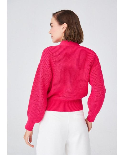 Peraluna Red Olivia V-Neck Cardigan