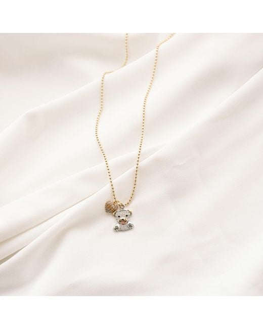 Cloud Haven Metallic Cz Pittie & Heart Pendant Necklace