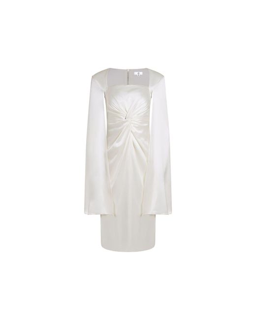 The Gt Atelier White Satin Shoulder-Drape Dress
