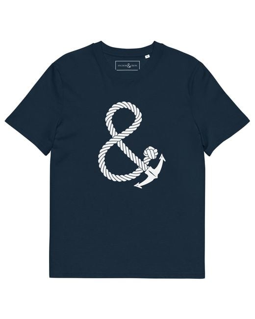 Anchor and Crew Blue Oversized Ampersand Signature Organic Cotton T-Shirt for men