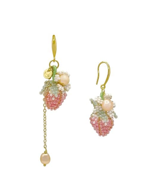 Ninemoo Metallic Strawberry Pearl Dangle Earrings