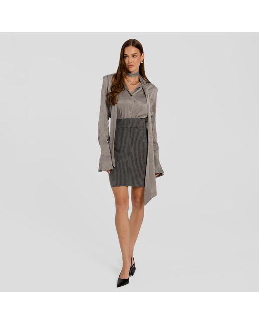 Mandragora Gray Fitted Striped Skirt Gante
