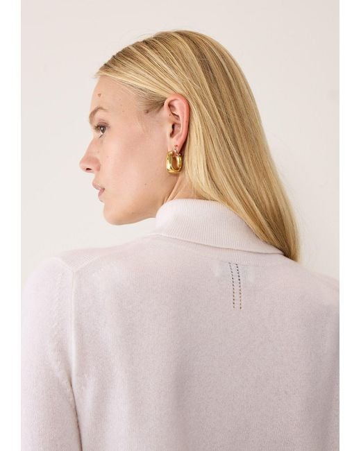 Loop Cashmere White Cashmere Polo Neck Sweater