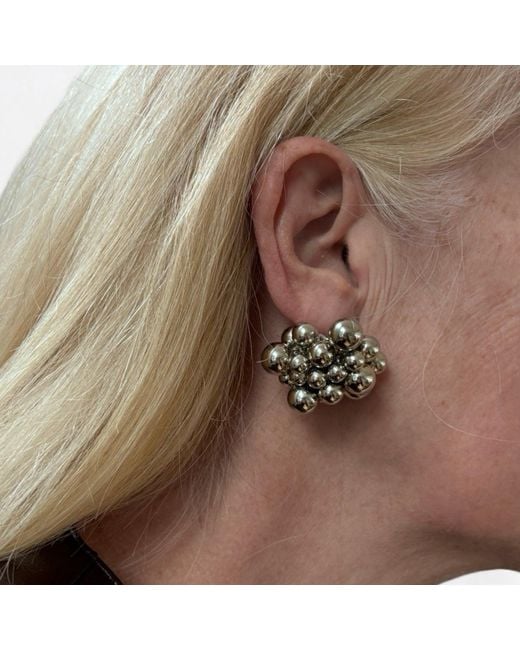 London Atelier Byproduct White Geometric Ball Cluster Earrings