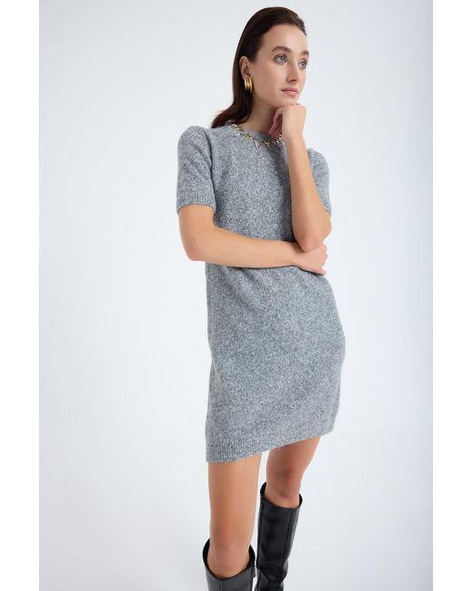Monlicia Blue Rune Short Sleeve Knit Dress –