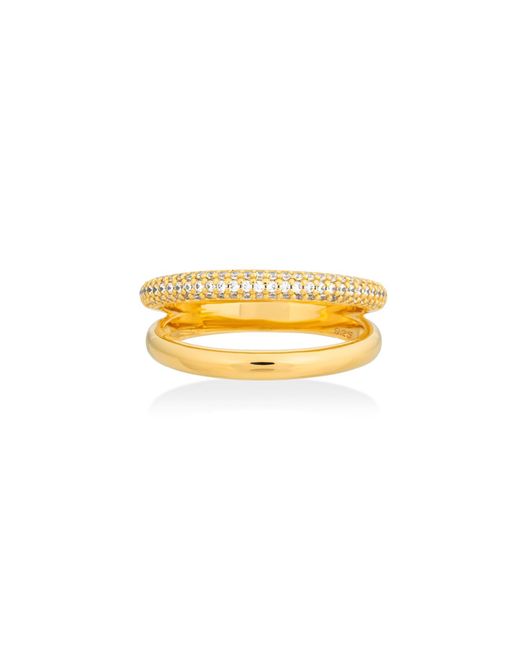 Shabella Nyc Yellow Thin Pave Dual Ring
