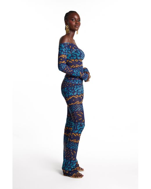 Ofuure Blue Anu Off-Shoulder Top
