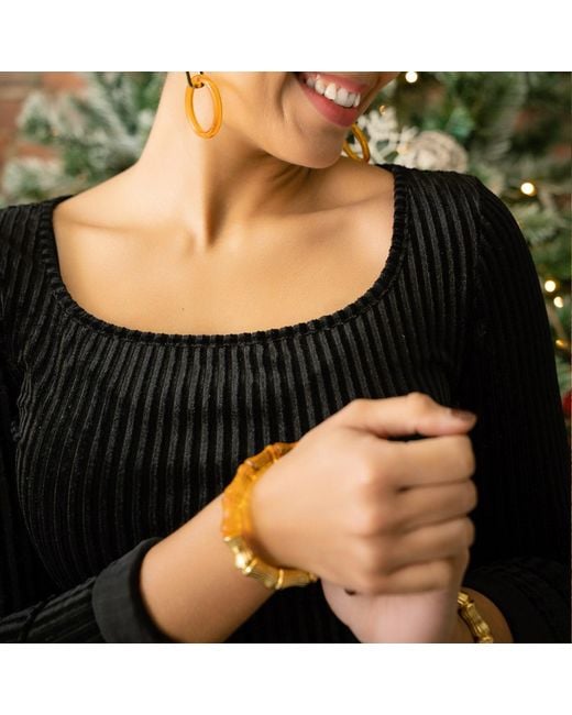 Gold & Honey Metallic Bamboo Bangle Bracelet