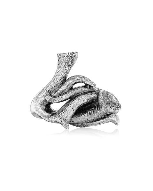 Unaloe Gray Sterling Calla Lily Statement Ring – Handmade Sculptural Botanical Jewelry For