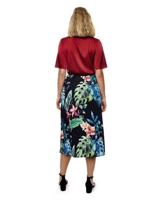 Carloslines Blue Pleated Midi Skirt