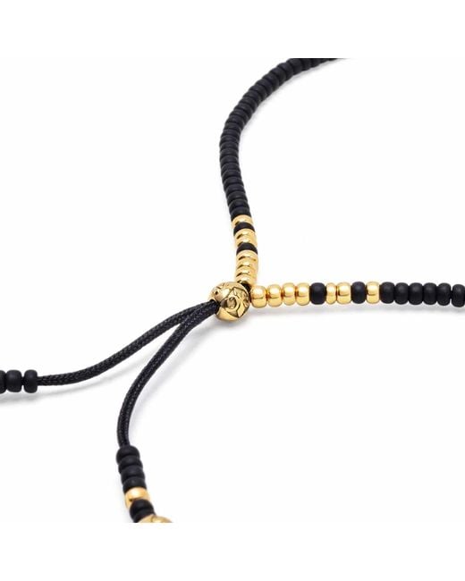 Nialaya Brown Beaded String Bracelet for men