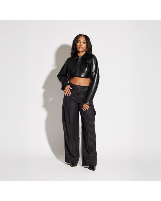 Circular Path Black Crop Vegan Leather Jacket