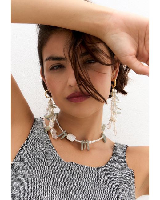 Lavani Jewels White Aquamarine And Pearl Necklace Elsea