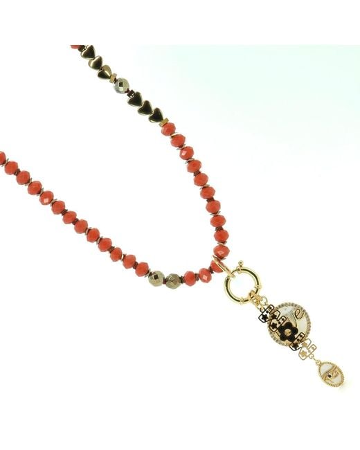 Ebru Jewelry Metallic Journey Of Love Mom Pendant Beaded Necklace