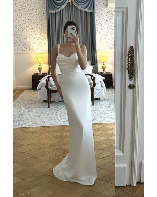 POST MERIDIEM White Milk Maxi Dress With Gathered Bodice