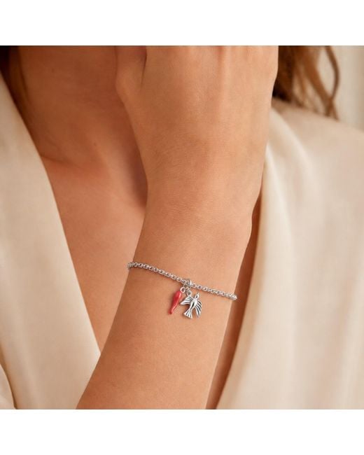 Unaloe Metallic Sterling Dove And Cornicello Charm Bracelet
