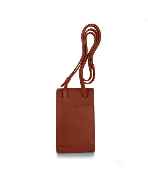 godi. Brown Handmade Adjustable Leather Phone Bag With Pocket