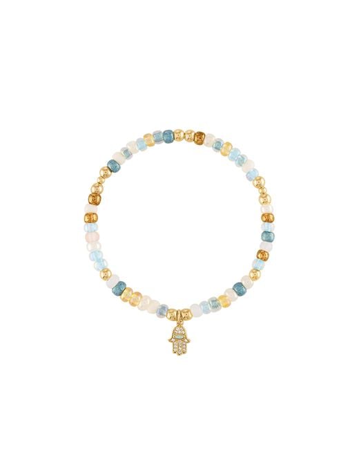 Olivia Le Metallic Shimmer Bead Hamsa Charm Bracelet