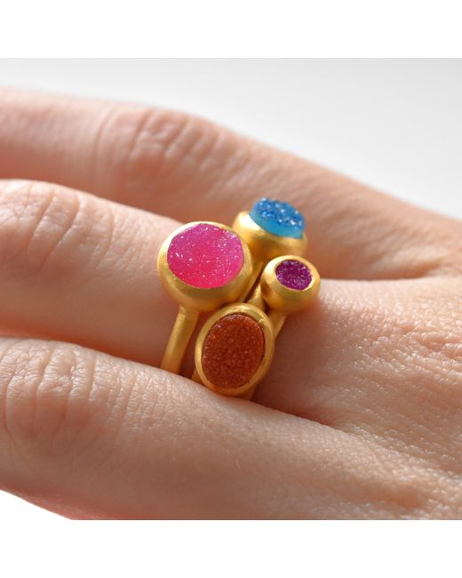 GEM BAZAAR Red Balls Of Fire Stacking Ring