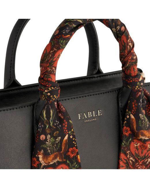Fable England Black Fable Gala Apple Leather Tote