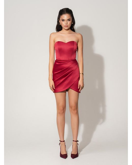 Tia Dorraine Red A Touch Of Glamour Satin Mini Dress