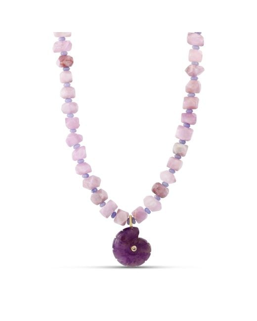 Hannah B. Jewelry Metallic Lilac Shell Gemstone Necklace