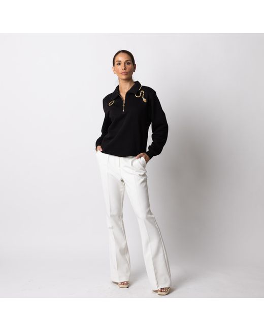 Laines London Black Laines Couture Quarter Zip Sweatshirt With & Gold Wrap Snake