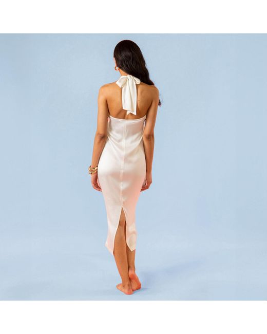 The Summer Edit White Maya Sandwashed Silk Bandeau Dress