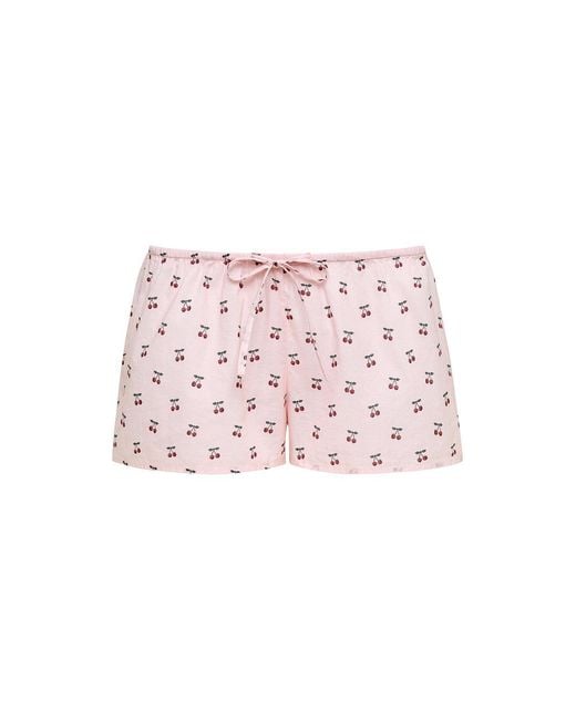 Montce Pink Cherries Low-Rise Drawstring Short