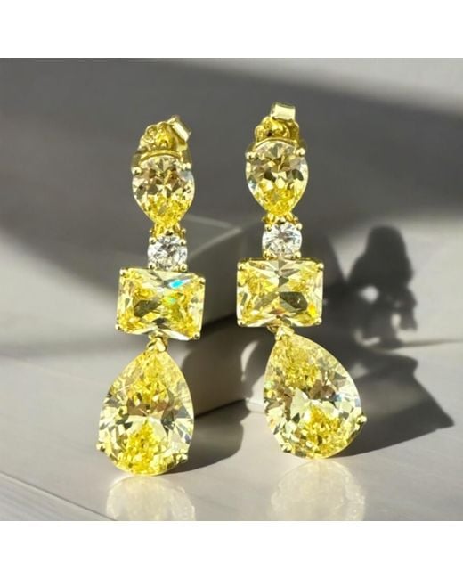 Latelita London Metallic Valentina Drop Earrings Topaz