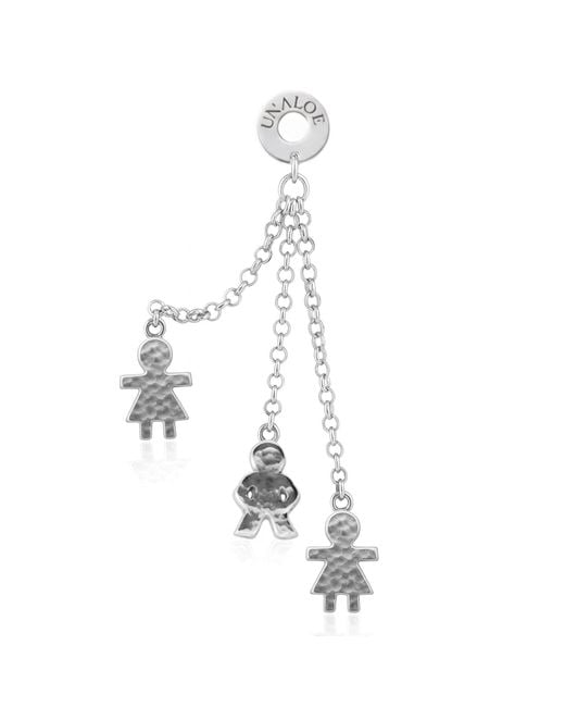 Unaloe White Sterling Family Charm Drop Earrings – Symbolic Chain Statement Jewelry For